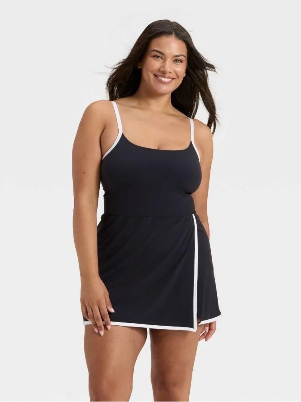 all in motion Black Mini Dress with White Trim